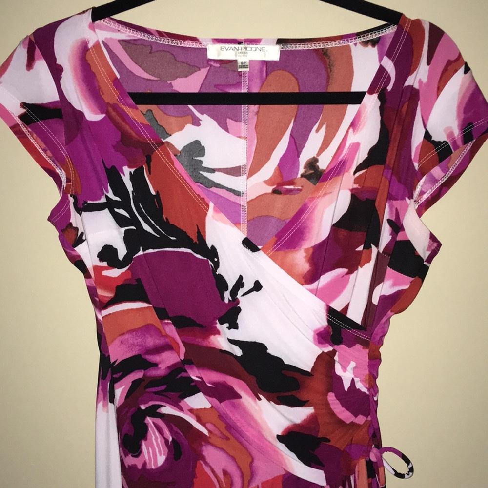 Evan Picone Faux Wrap Floral Dress size 8P - Picture 2 of 4